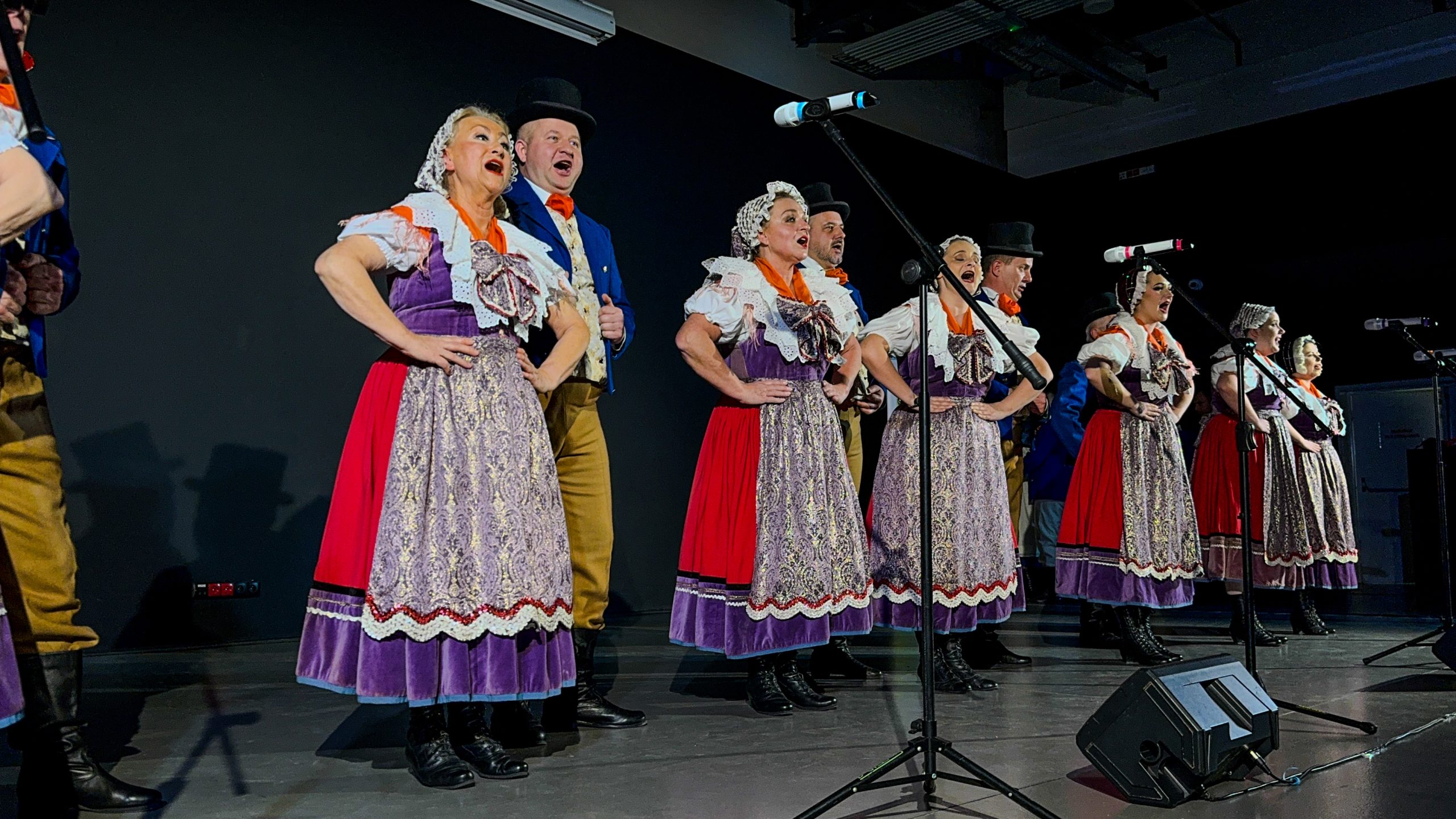 grupa wokalna w strojach dolnośląskich w trakcie koncertu